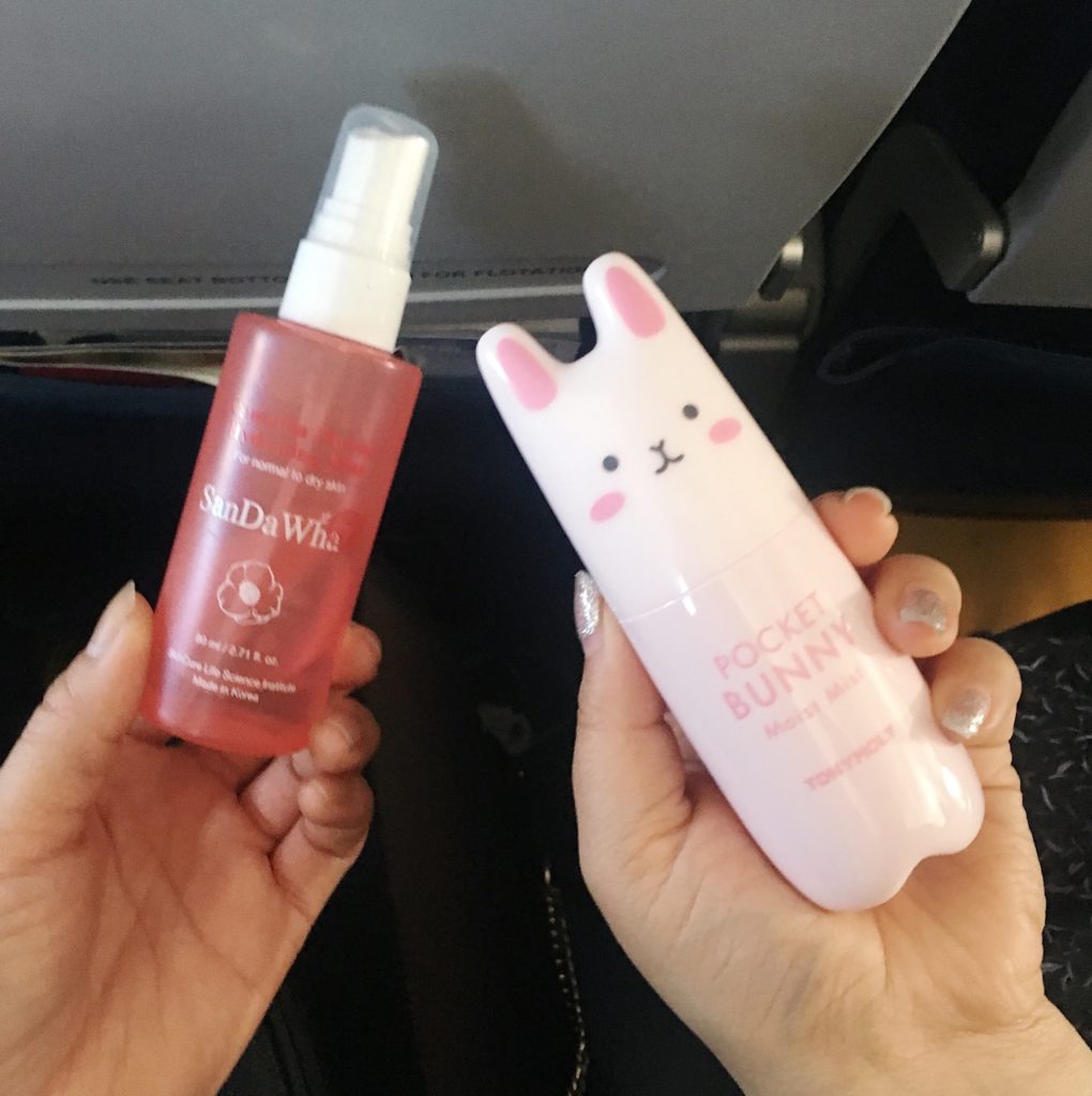 skincare on a plane