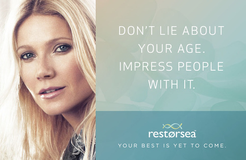 Actress Gweneth Paltrow in portrait photo of Restorsea brand